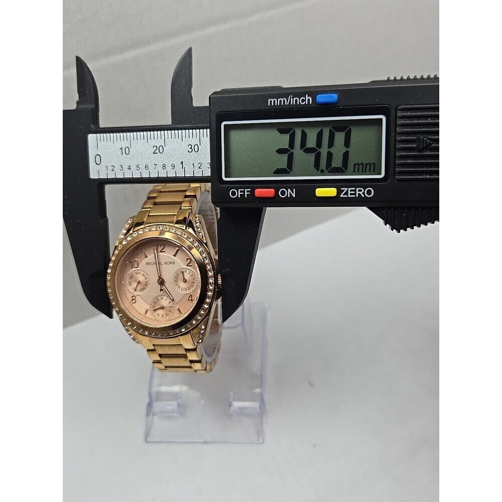 Michael Kors Mini Blair MK5613 Rose Gold Glitz Bezel Multifunction New Battery - Picture 5 of 11